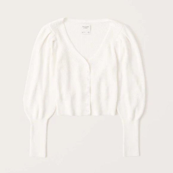 Abercrombie & Fitch Sweaters - abercrombie Bubble cropped cardigan white